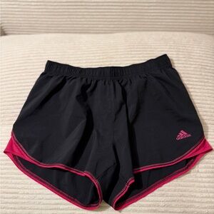Adidas Women's Athletic Shorts in Black with Pink Trim